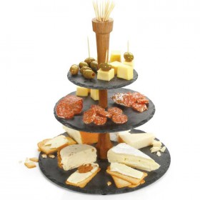 Présentoir à gâteaux 3 niveaux en ardoise - hauteur 38,5cm