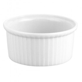 Ramequin plissé blanc 10cl en porcelaine 8cm - Lot de 12