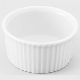 Ramequin plissé blanc 3cl en porcelaine 5cm - Lot de 12