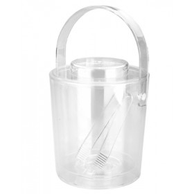 Seau à glace isotherme acrylique transparent avec pince et couvercle