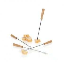 Set de 4 fourchettes à fondue en bois de chêne 22cm