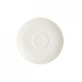 Sous tasse à café ronde 12,5cm en porcelaine blanche reliefs géométriques mini-carrés