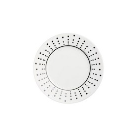 Sous tasse à café ronde 12,5cm en porcelaine motifs carrés noirs