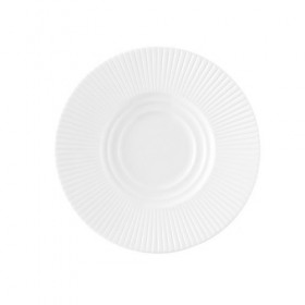 Sous tasse blanche en porcelaine 15,5cm motif lignes droites en relief