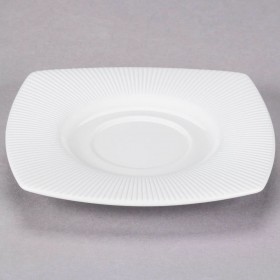Sous tasse carrée blanche en porcelaine 15cm motif lignes droites en relief