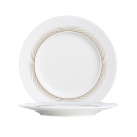 Sous-tasse plate ronde blanche 12.5cm en porcelaine avec motif gris