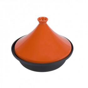 Tajine en grès noir et orange 30cm induction
