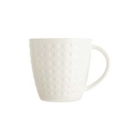 Tasse à café 10cl avec anse en porcelaine blanche reliefs géométriques mini-carrés