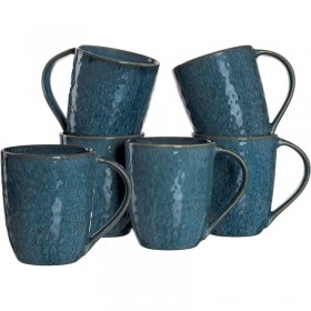 Tasse à café céramique 43cl bleu - Lot de 6