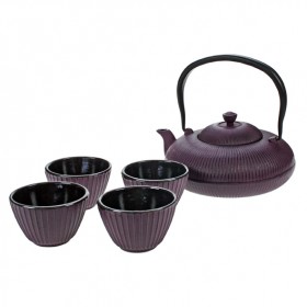 Théière en fonte prune 1,20 L + 4 tasses 10 cl
