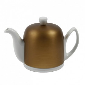 Théière 6 tasses - cloche alu bronze - Blanc