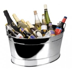 Vasque à champagne / bassine ovale en inox 18/10 - 53 x 38 x 25 cm