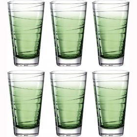 Verre à eau forme haute motifs rayures vert 28cl - Lot de 6