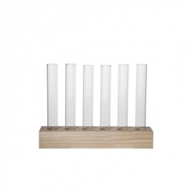 6 verrines 3,4cl avec support en bois 2,5 x 14cm