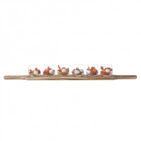 6 verrines 24cl sur planche de service en bois 66.5 x 9.5 x 1.8cm