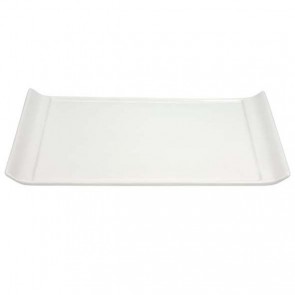 Plat à cake rectangulaire blanc 30x15,5cm en porcelaine - lot de 4 - Ania - Cosy & Trendy