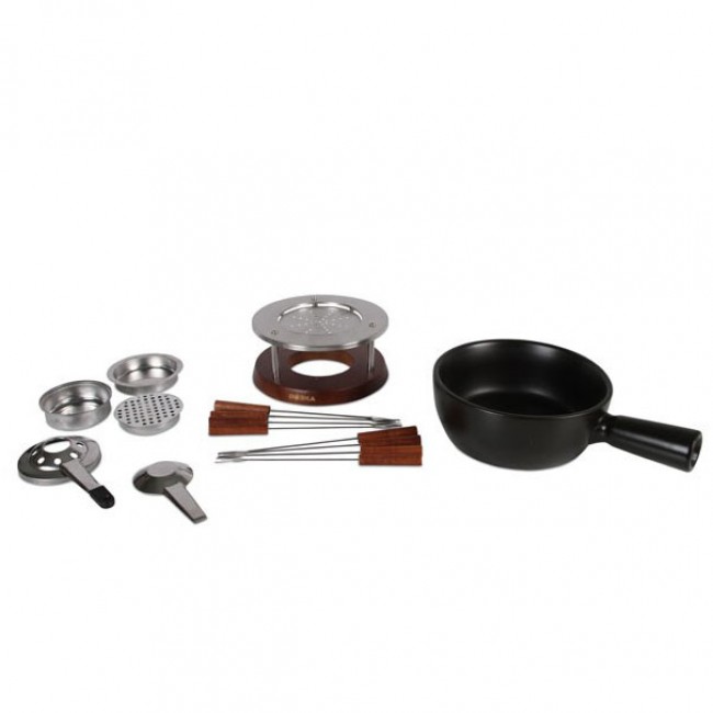 Très beau service à fondue en gré émaillé VALLAURIS marque FPP vintage