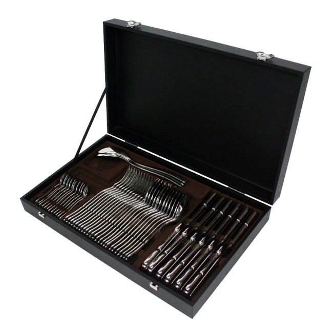 Ménagère de 24 pièces, service pour 6 personnes, argenterie en acier inoxydable pour maison/bureau/fête, coffret cadeau haut de gamme, noir et doré