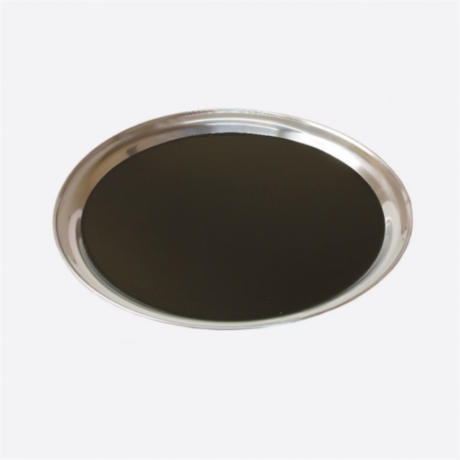 Plateau rond en métal embossé noir 5400924301507
