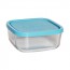 Boîte carrée en verre couvercle plastique bleu 15 x 15 cm - Frigoverre - Bormioli Rocco