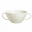 Bol à bouillon avec anses 30cl en porcelaine blanche reliefs géométriques mini-carrés - Satinique - Chef & Sommelier