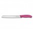 couteau a pain lame 21cm manche synthetique rose - swissclassic - victorinox
