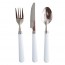 Lot de 3 couverts jetables blancs en inox  -  Couvert à usage unique - Az Boutique