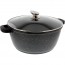 Faitout rond 32cm "façon pierre" fonte d'aluminium - couvercle verre - Premium - Pradel Excellence