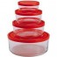 Boîtes de conservation rondes en verre couvercle plastique rouge Ø 11,15,18,23cm - Set de 4 - Gelo box - Bormioli Rocco