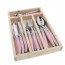 Ménagère 24 pièces rose en inox  avec range couverts en bois - Laguiole - Jean Dubost