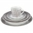 Service de table 20 pieces gris et blanc en porcelaine - lino grey - cosy & trendy